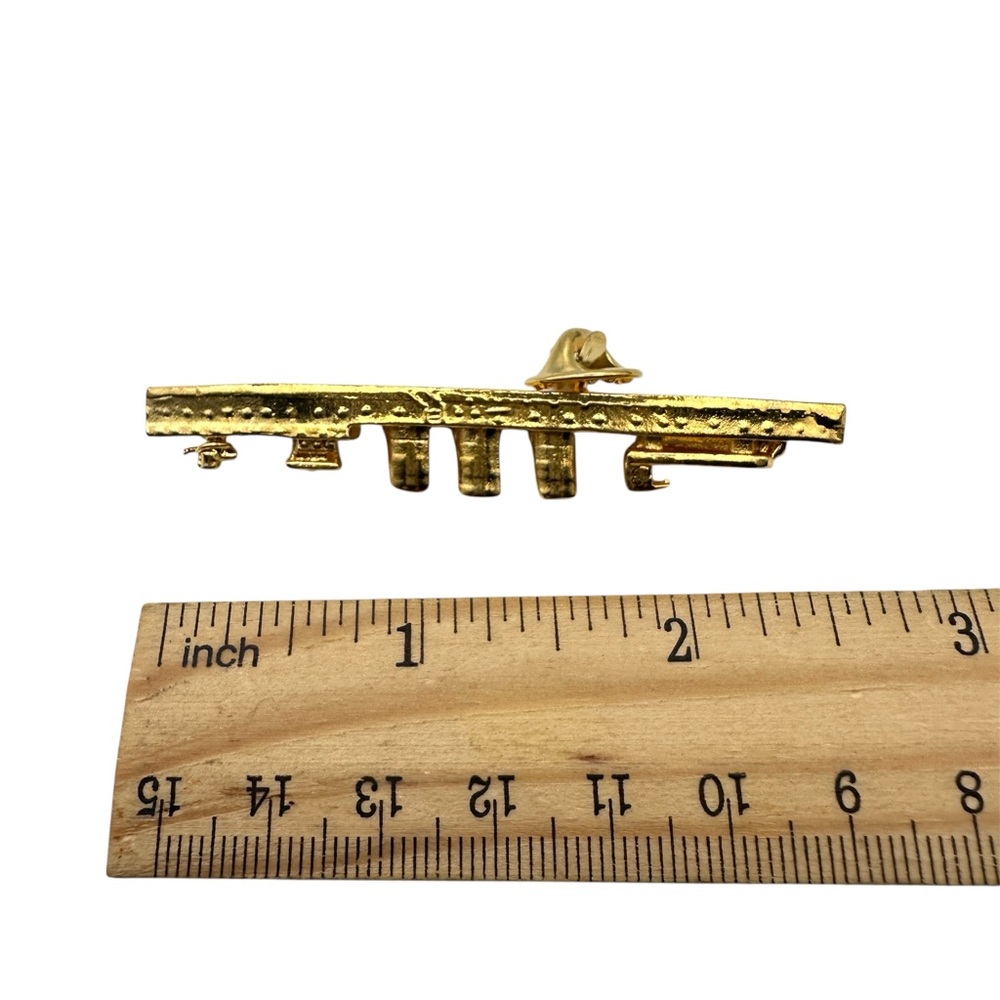 Vintage Gold Tone 3D Ship Boat Titanic Submarine Pin Brooch Jewelry - Picture 5 of 5
